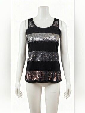 Rue 21 (2010-2012)  T2K Black Sequin Stripe Racerback Tank Top